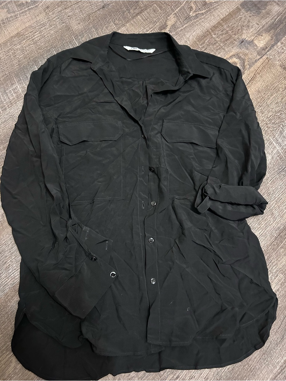 Zara Black Button-Front Women's Shirt